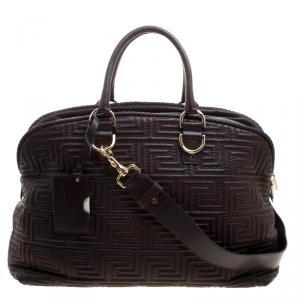 Versace Couture Dark Brown Leather Signature Top Handle Bag