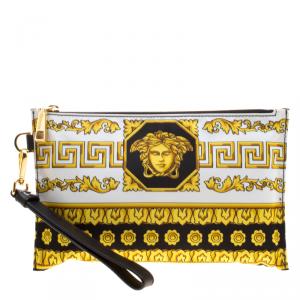 Versace Yellow Printed Nylon Cosmetic Pouch
