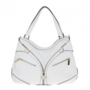 Versace White Leather Zip Tote Large