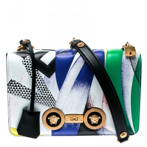 Versace Multicolor Clash Print Icon Leather Shoulder Bag