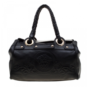 مملوكة مسبقًا Versace Black Leather Satchel