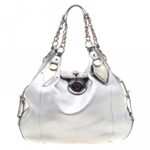 Versace Silver Leather Hobo