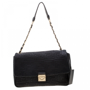 Versace Couture Quilted Black Leather Shoulder Bag