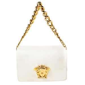Pre Owned Versace White Leather Palazzo Sultan Shoulder Bag