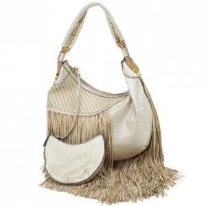Versace Metallic and Ivory 'Couture Fringes' Hobo