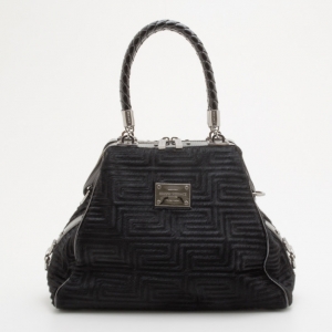 Gianni Versace Pony Hair Framed Patterned Hobo