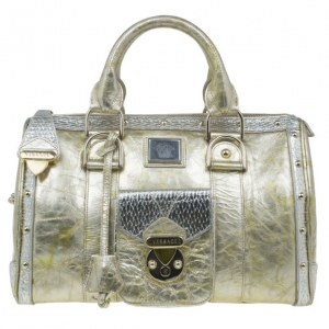 Versace Metallic Gold Leather Large Snap Out of It Boston