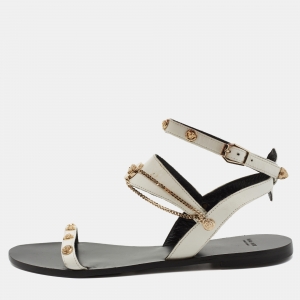 Versace White Leather Medusa Sandals Size 39
