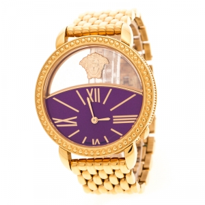Versace Purple Gold Plated Stainless Steel Krios 93Q Women's Wristwatch 38 mm