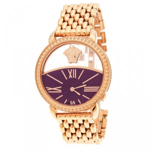 Versace Purple Gold Plated Stainless Steel Krios 93Q Women's Wristwatch 38 mm