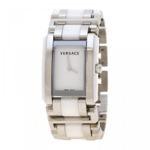 Versace White Ceramic Gold Stainless Steel Era 70Q Women's Wristwatch 24 mm