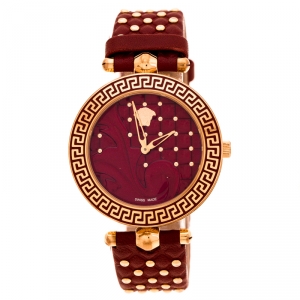 Versace Red Rose Gold Plated Stainless Steel Vanitas K7Q Women's Wristwatch 40 mm