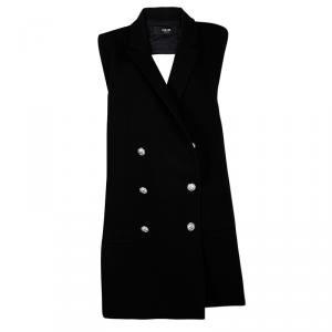 Versus Versace Black Embossed Button Detail Double Breasted Sleeveless Vest Dress M