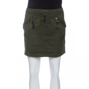 Versus Versace Vintage Olive Green Zip Detail Mini Skirt M