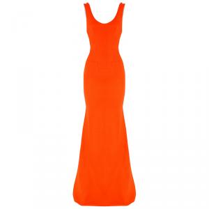 Pre Owned Victoria Beckham Tangerine Back Zipper Detail Gown L