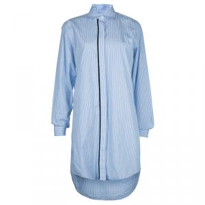 Pre Owned Victoria Beckham Blue Striped Long Sleeve Buttondown Shirt Dress S