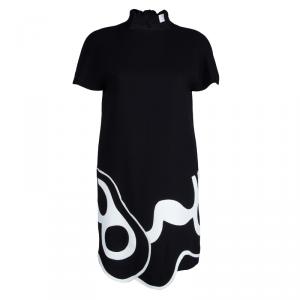 Pre Owned Victoria Beckham Black Abstract Hem Shift Dress S