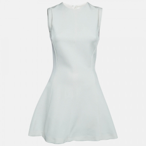 Pre Owned Victoria Beckham White Stretch Knit Flared Mini Dress M