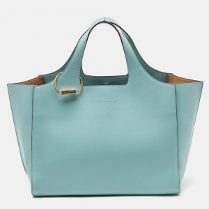 Pre Owned Victoria Beckham Green Leather Medium Newspaper Tote 