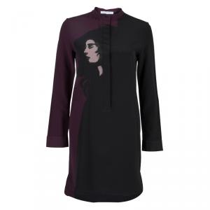 Pre Owned Victoria Victoria Beckham Two Tone Printed Silk Long Sleeve Tunic S