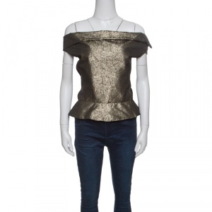Vivienne Westwood Anglomania Dull Gold Jacquard Off Shoulder Apache Top M