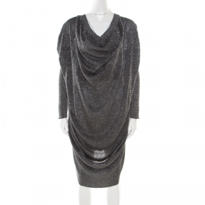 Vivienne Westwood Anglomania Metallic Grey Draped Sweater Dress M