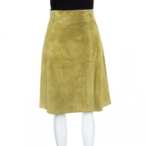 Weekend Max Mara Green Suede Slit Detail Skirt S