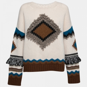 Weekend Max Mara Multicolor Wool Embroidered Baita Sweater XL