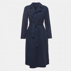 Weekend Max Mara Navy Blue Wool Belted Coat S