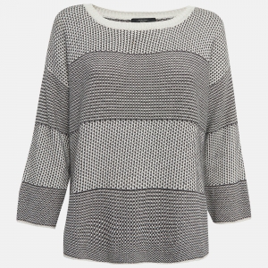 Weekend Max Mara Monochrome Patterned Knit Long Sleeve Sweatshirt M