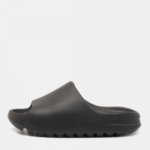 Yeezy x Adidas Black Rubber Onyx Flat Slides Size 39