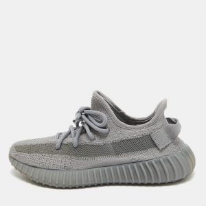 Pre Owned Yeezy x Adidas Grey Knit Fabric Boost 350 V2Steel Grey Sneakers Size 39 1/3