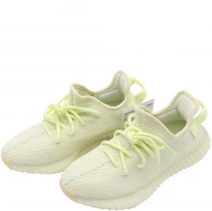 Pre Owned Yeezy x Adidas Yellow/Cream White Cotton Knit Boost 350 V2 Sneakers Size 35.5