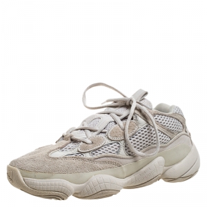 Pre Owned Yeezy x Adidas Off-white Suede, Leather And Mesh Yeezy 500 Sneakers Size 38