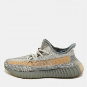 Pre Owned Yeezy x Adidas Grey Knit Fabric Boost 350 V2 Israfil Sneakers Size 40
