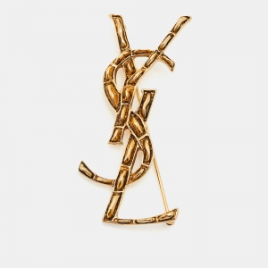 Pre Owned Yves Saint Laurent  Opyum Crocodile Gold Tone Brooch