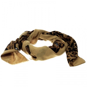 Yves Saint Laurent Paris Vintage Brown Cheetah Figure Print Shawl