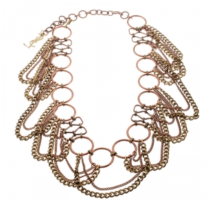 Pre Owned Yves Saint Laurent Two Tone Metal Encircled Chain Link Belt