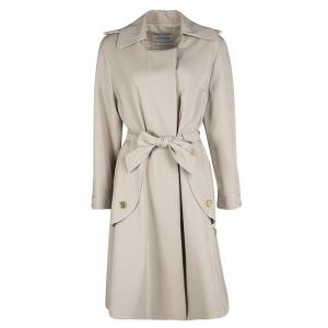 Pre Owned Yves Saint Laurent Beige Wool Belted Trench Coat L