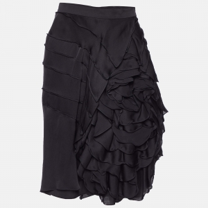 Yves Saint Laurent Vintage Silk Satin Ruffled Short Skirt M