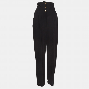 Pre Owned Yves Saint Laurent Black Jersey Palazzo Pants S