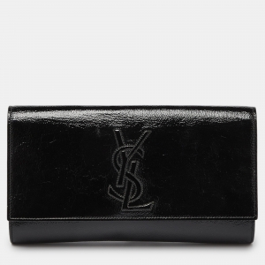 Yves Saint Laurent Black Patent Leather Belle De Jour Flap Clutch