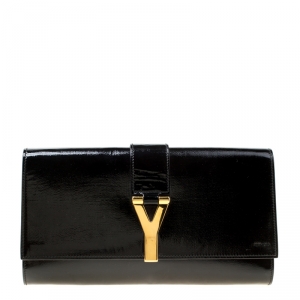 Pre Owned Saint Laurent Black Leather Cabas Chyc Clutch