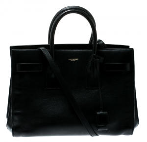 Pre Owned Saint Laurent Paris Black Leather Small Sac De Jour Tote