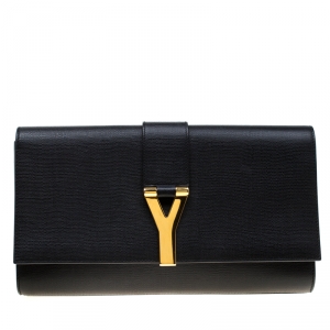 Pre Owned Saint Laurent Black Leather Large Chyc Clutch