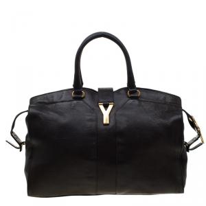 Pre Owned Saint Laurent Paris Black Leather Large Cabas Chyc Satchel