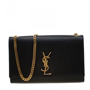 Pre Owned Saint Laurent Black Monogram Leather Kate Shoulder Bag