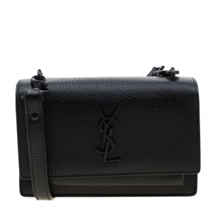 Pre Owned Saint Laurent Paris Black Leather Sunset Shoulder Bag