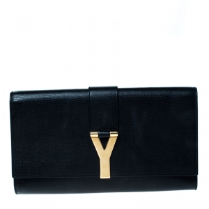 Pre Owned Saint Laurent Black Patent Leather Y-Ligne Clutch