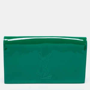 Pre Owned Yves Saint Laurent Green Patent Leather Belle De Jour Clutch